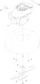 Engine And Blade Assembly Diagram and Parts List for 10736 403400000 - 405499999 Lawn Boy Lawn Mower